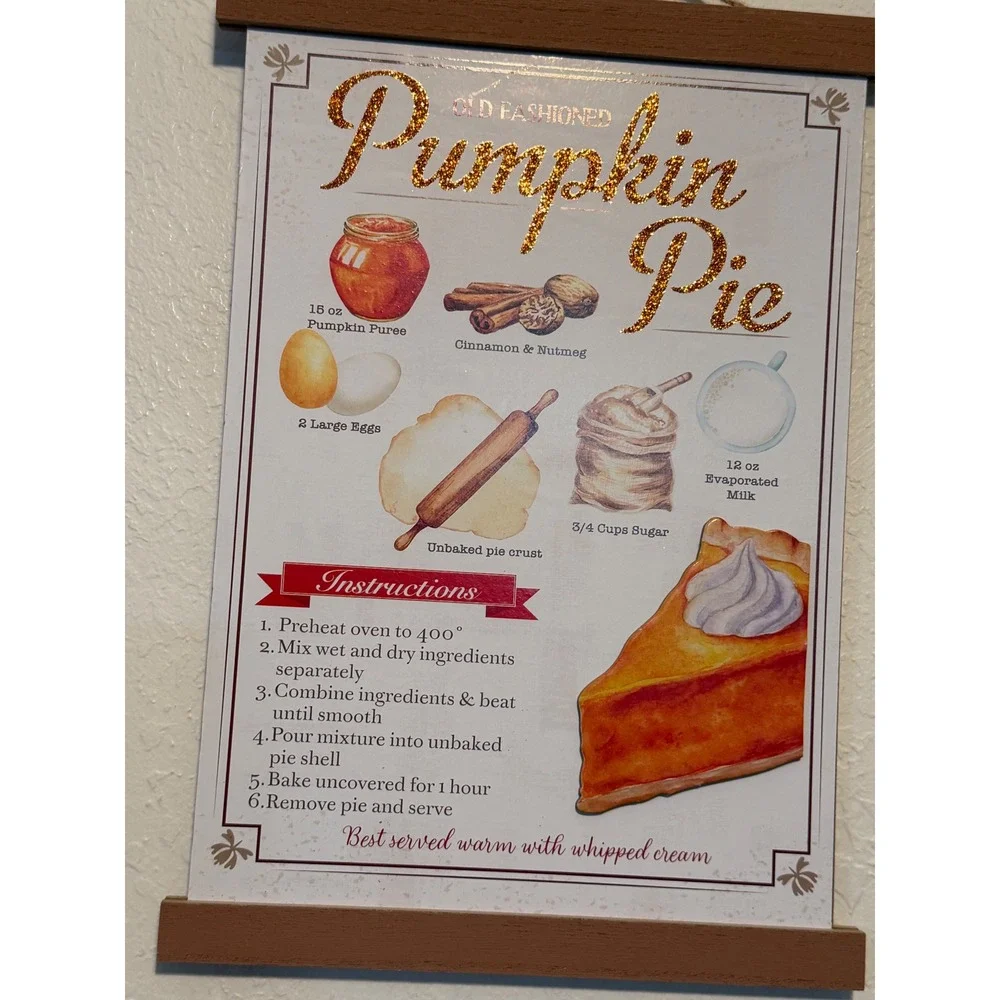 Greenbrier International Pumpkin Pie Recipe Wall Decor Rustic Fall Kitchen Sign
